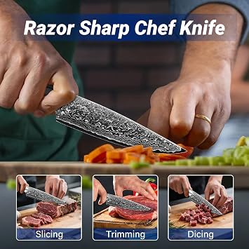 Golden Bird 6 inch Kitchen Utility knife, Japanes VG10 Damascus Steel Chef Knives with Wooden Handle, Small Paring Knife for Fruit and Vegetable, Ideal Gift