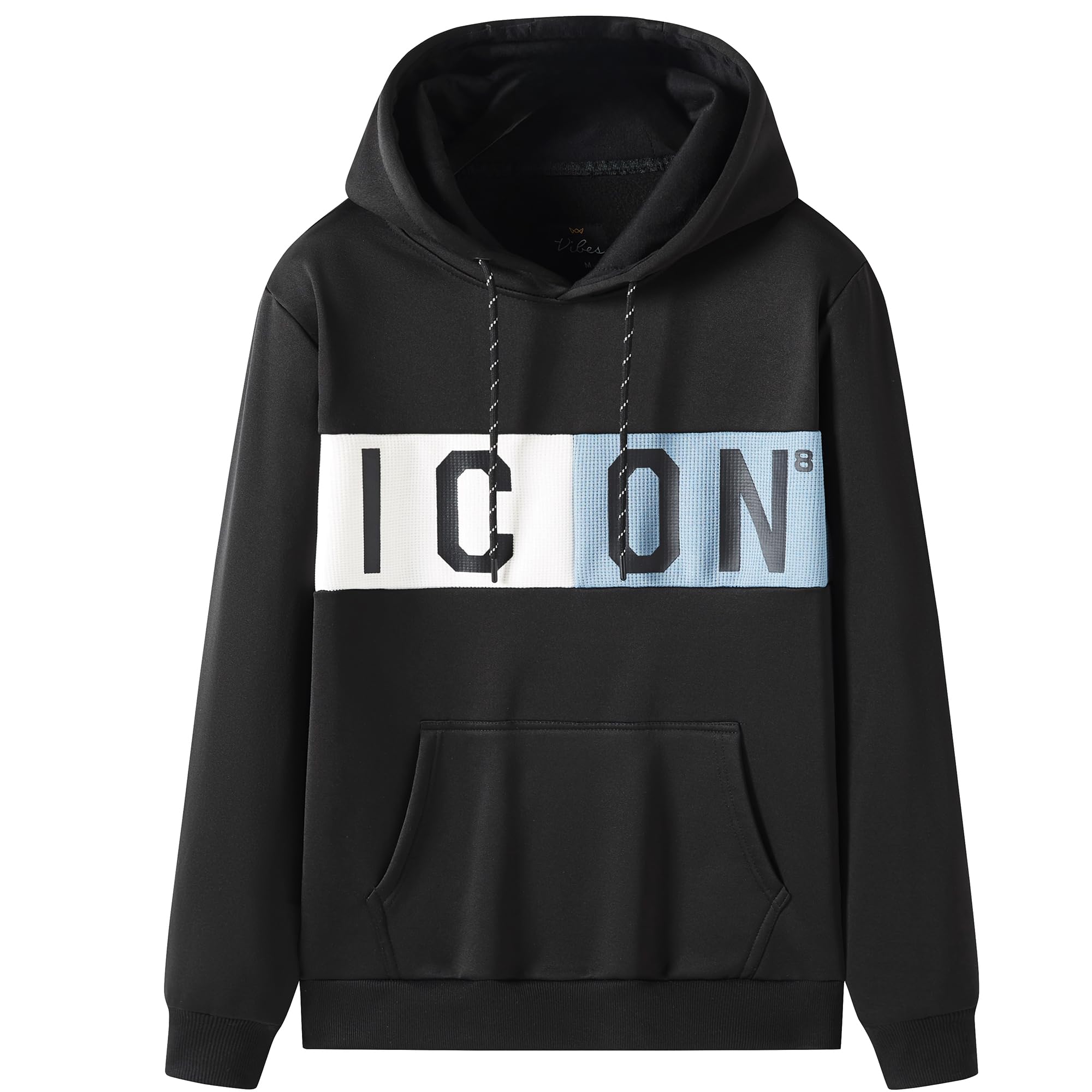 VibesMen's Pullover ICON Printed Hoodie with Premium Texture Men Long Sleeve Sweatshirt Drawstring Hoodies Gift for Him size S M L XL XXL