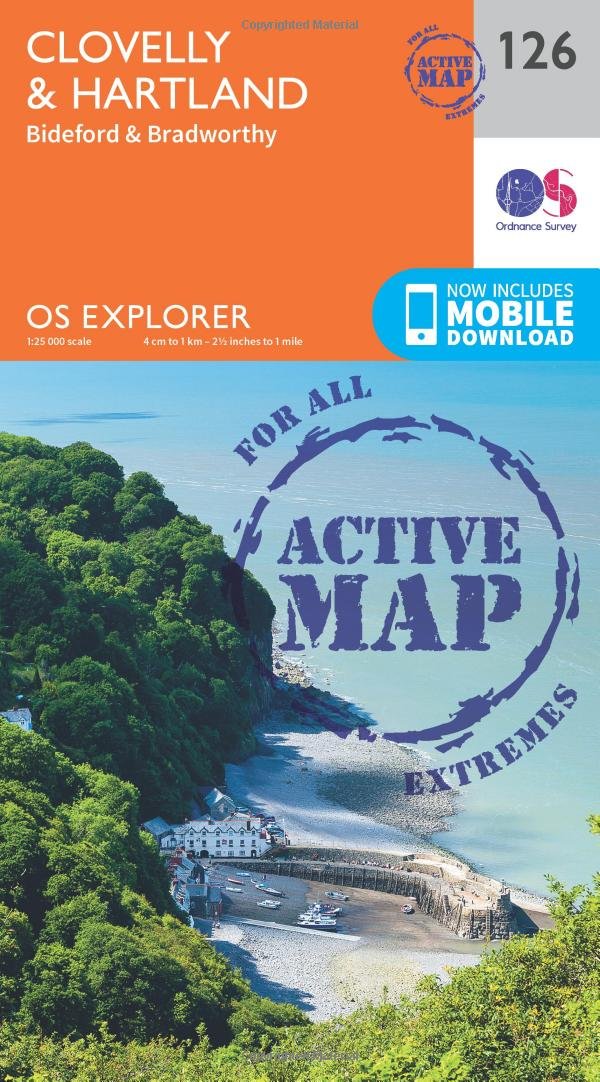 Clovelly & Hartland Map | Weatherproof | Bideford & Bradworthy | Ordnance Survey | OS Explorer Active Map 126 | England | Walks | Hiking | Maps | Adventure
