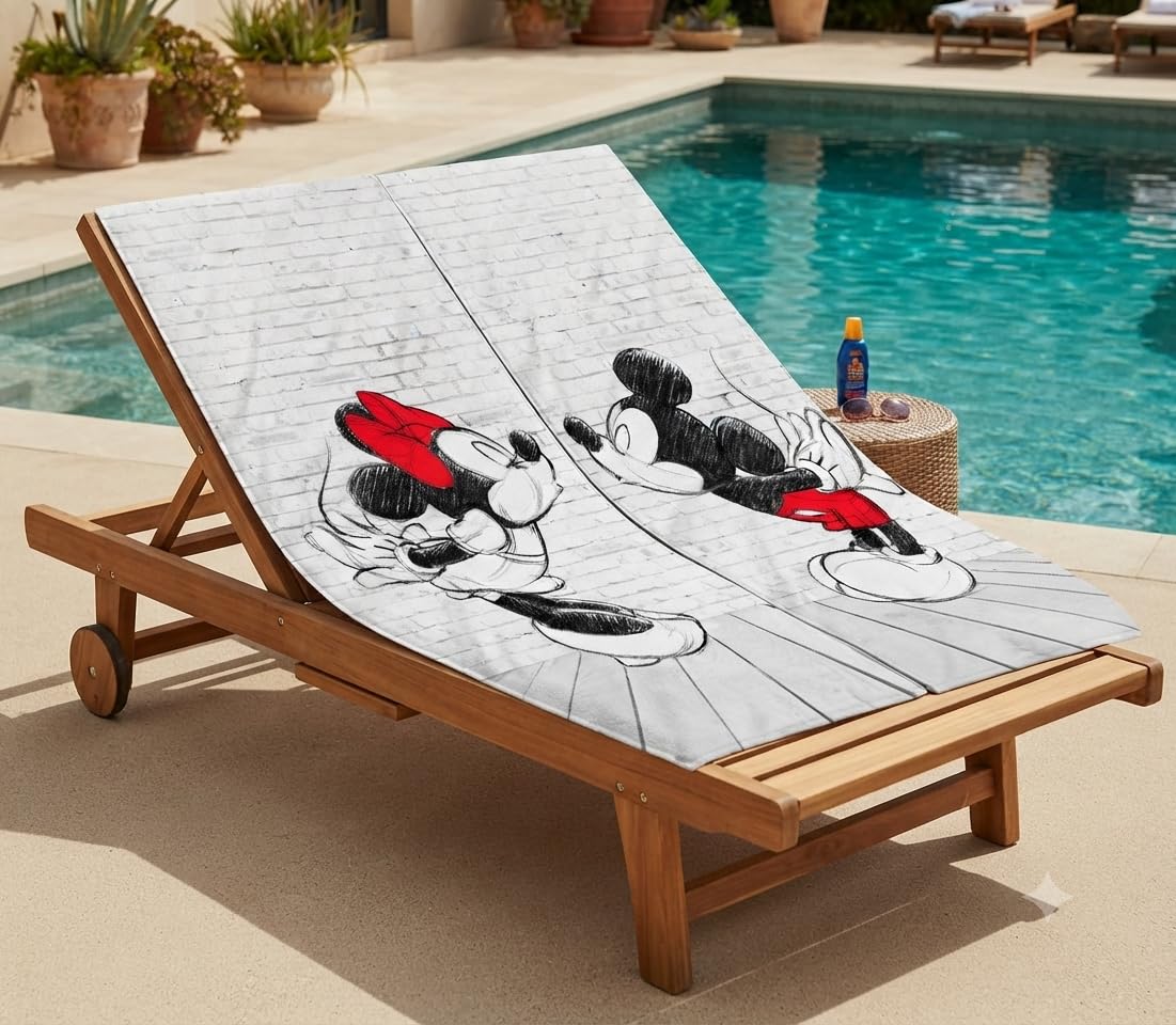 Disney - Juego doble de toallas de baño (80 x 180 cm), diseño de Mickey y Minnie
