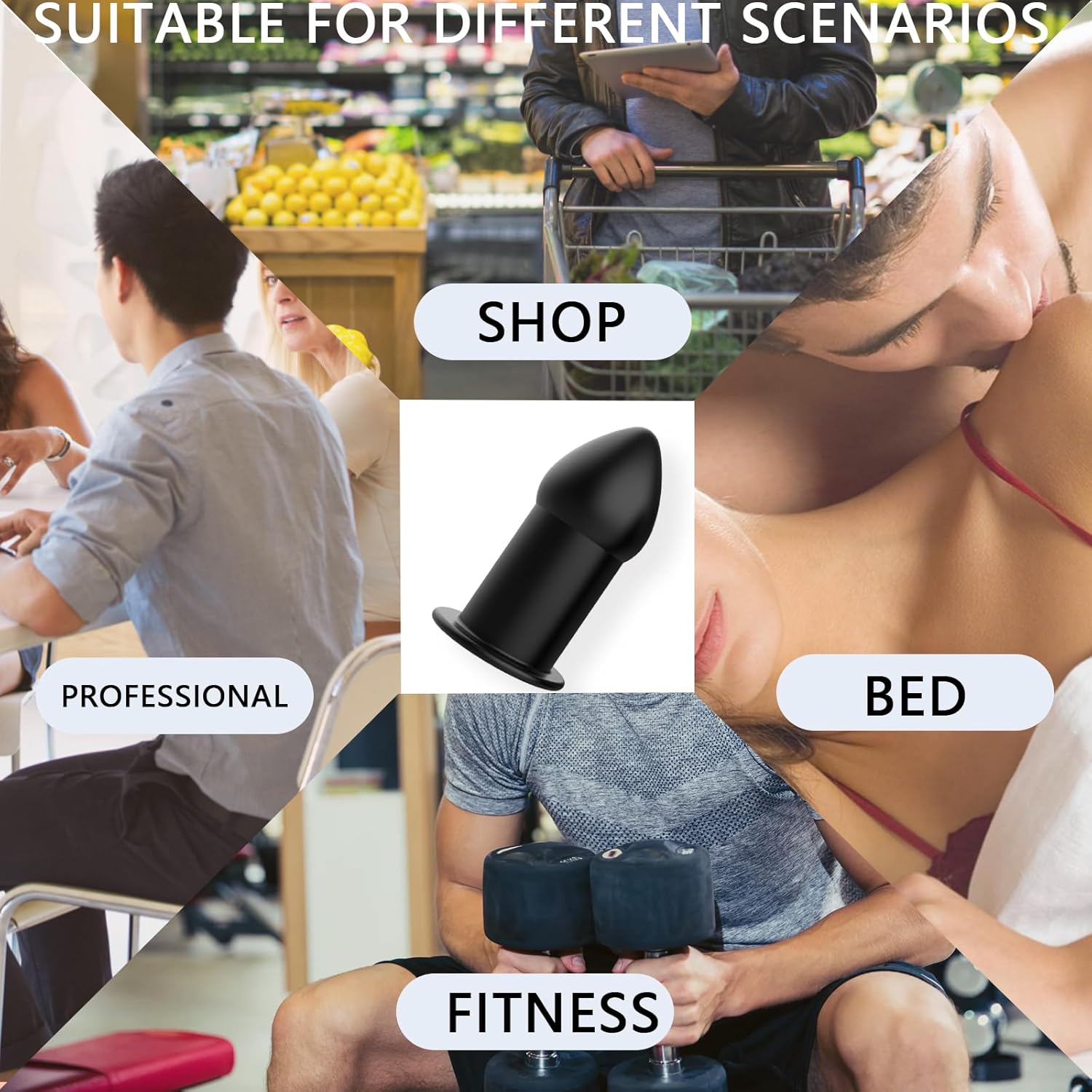 AMAZBEE Anal Plug Set 5 Pcs Soft Silicone Butt Plugs Hollow Anal Dilator Adult Anal Trainer Anales Sex Toys Bondage Kit for Men Women Couples (Black)