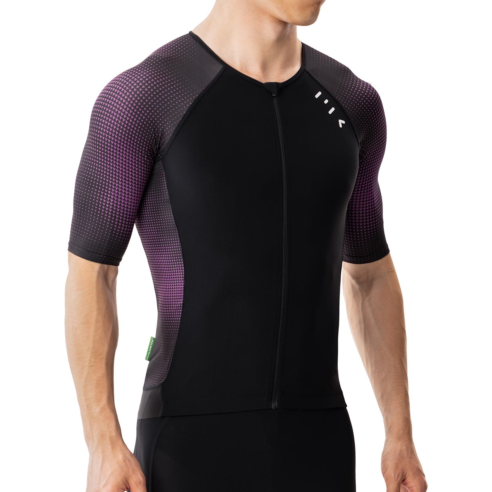 MY KILOMETRE Camiseta de Manga Corta para Triatlón Hombre - Maillot de Ciclismo con Cremallera Completa y 2 Bolsillos