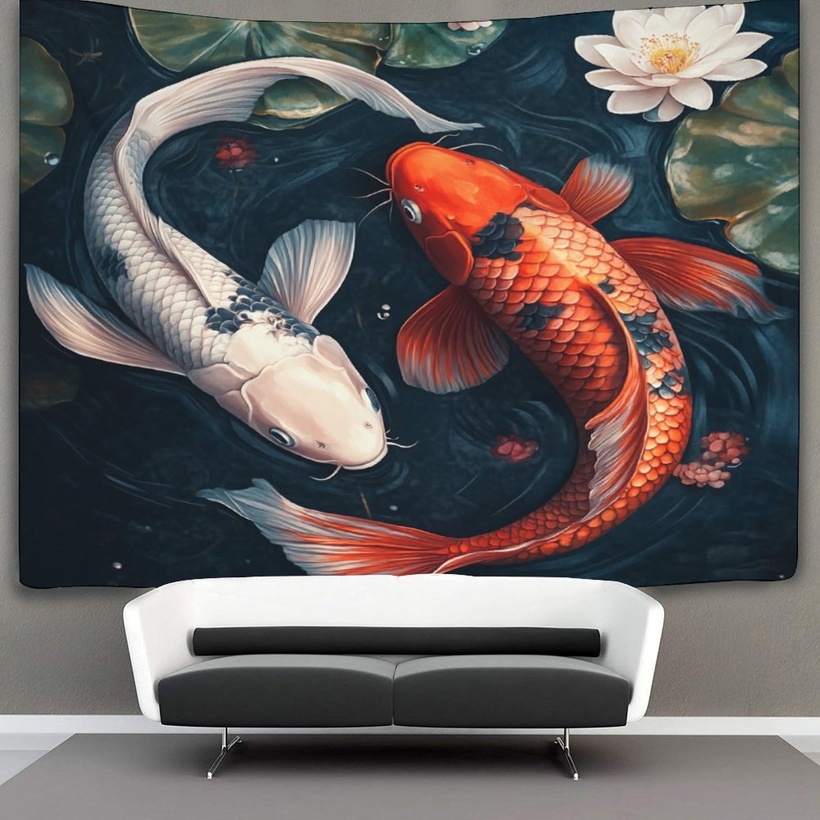 Kaiyun Style-8 Koi Carp Tapestry Japanese Art Wall Hanging For Bedroom Home Decor Hd Printing Living Room, Dorm 70Cmx100cm