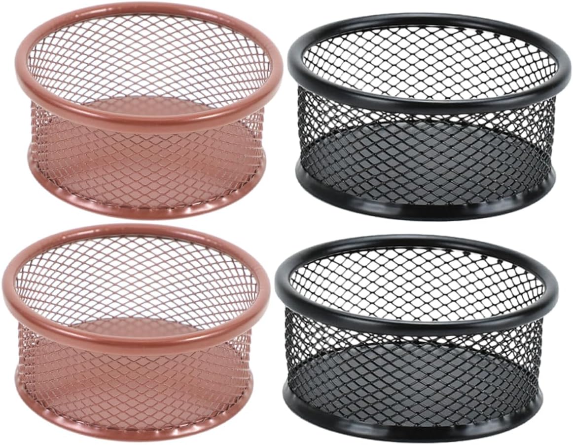 4pcs Paper Clip Holder Mesh Clip Organizers for Desk Storage Rose Paperclip Dispenser for Office and School Supplies