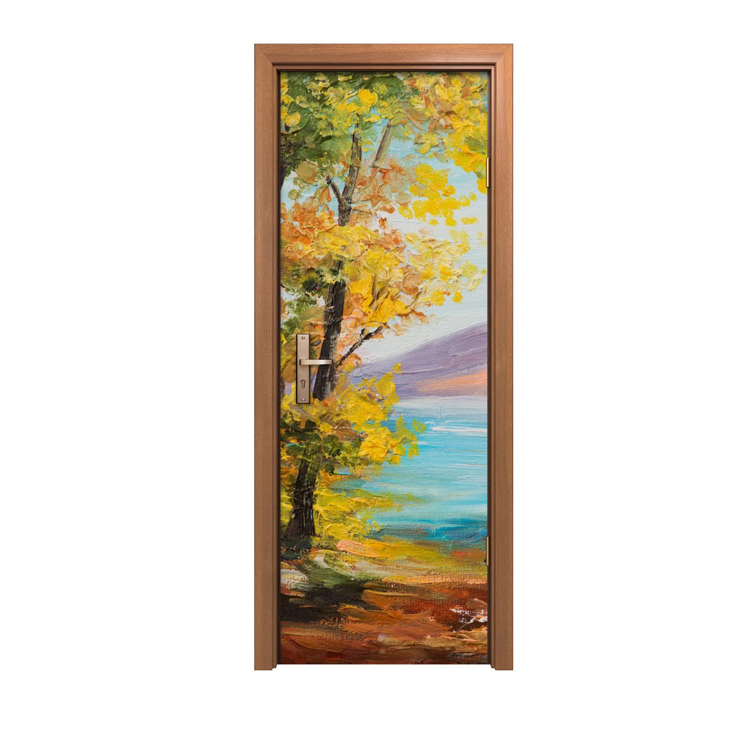 Autocollant de porte paysage de mer forestière 70x200cm sticker décoration murale design