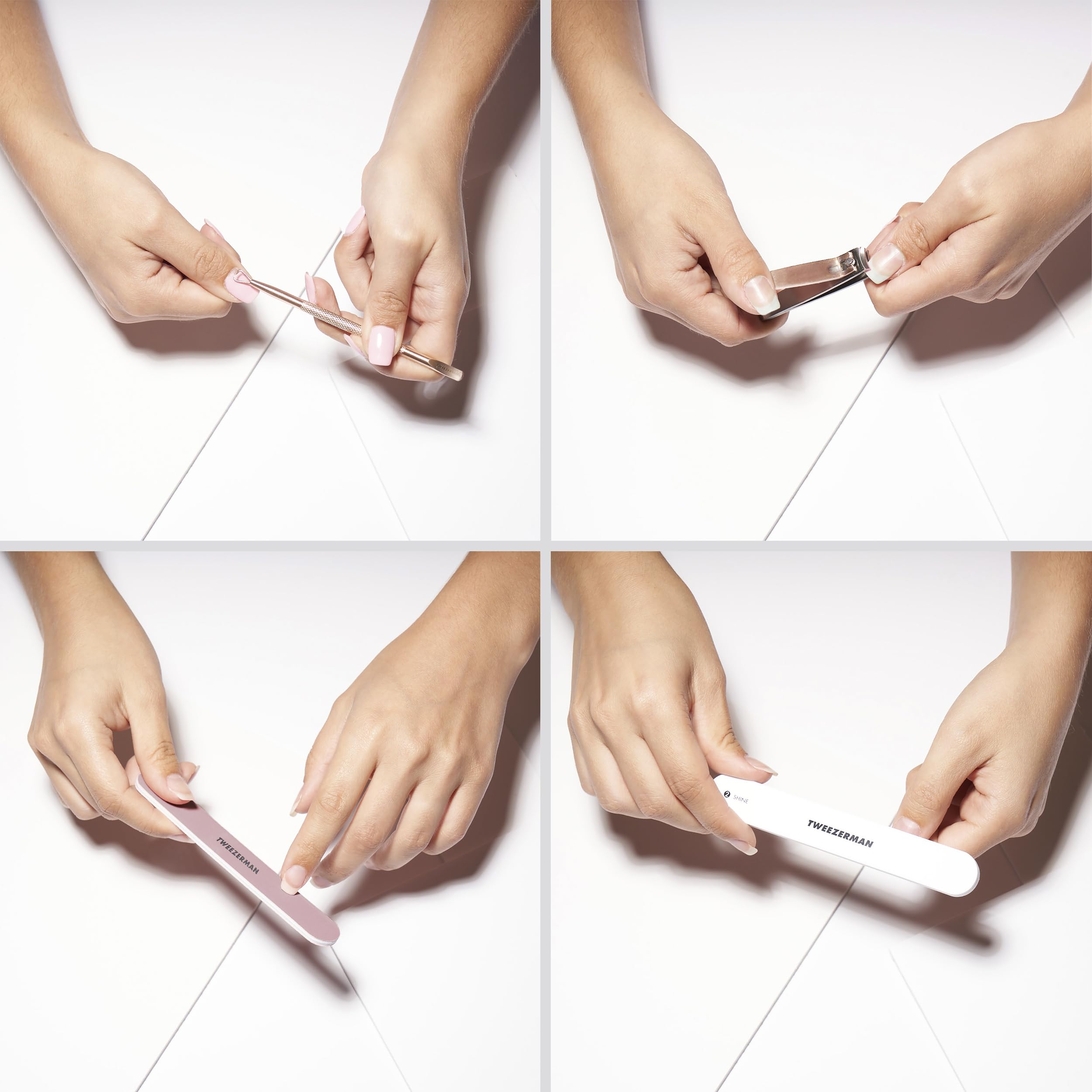 TWEEZERMAN Set de manucure, 4 pièces de soins des ongles, y compris un coupe-ongles, or rose