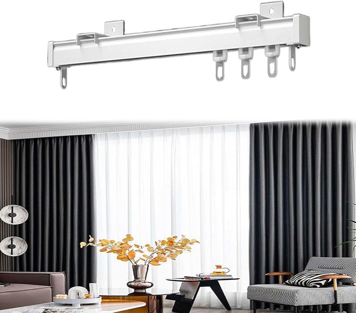 Rail de plafond en aluminium silencieux pour séparation de pièce