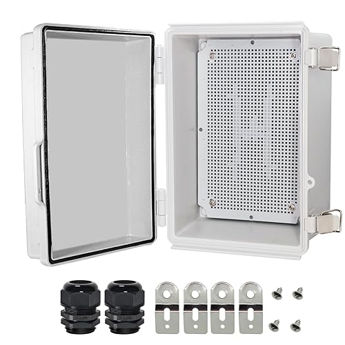 Zulkit Caja de conexiones, caja eléctrica impermeable IP67 con bisagras, cierre de acero inoxidable, caja de plástico para proyecto con soporte de