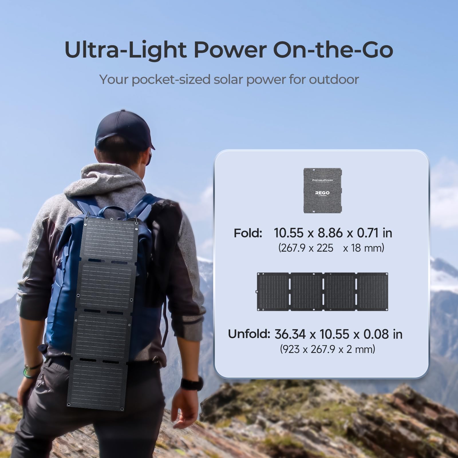 Renogy Pannelli solari, caricatore portatile a pannello solare da 30 W, ricarica rapida per iPhone, iPad, tablet, laptop, power bank, con porte USB-C USB-A DC, IP67 per campeggio, escursionismo, zaino