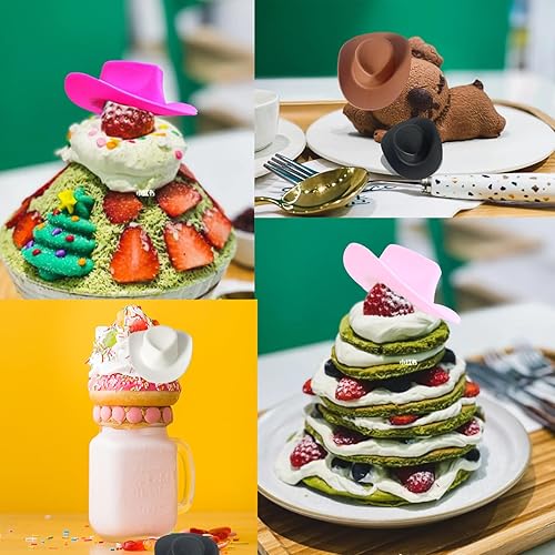 Miniatura 6 de JEWOU 20 piezas de plástico mini sombrero de vaquera occidental en miniatura lindo sombrero de muñeca para recuerdos de fiesta, manualidades y