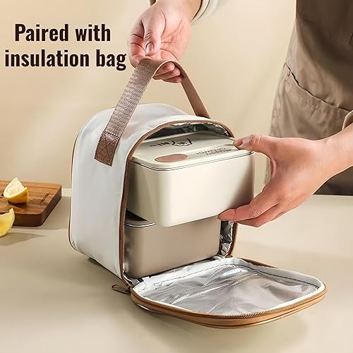 Miniatura 6 de Paquete de 2 cajas de almuerzo de acero inoxidable, 24 onzas con tapa a prueba de fugas, aislamiento térmico, cajas Bento para adultos, adecuadas