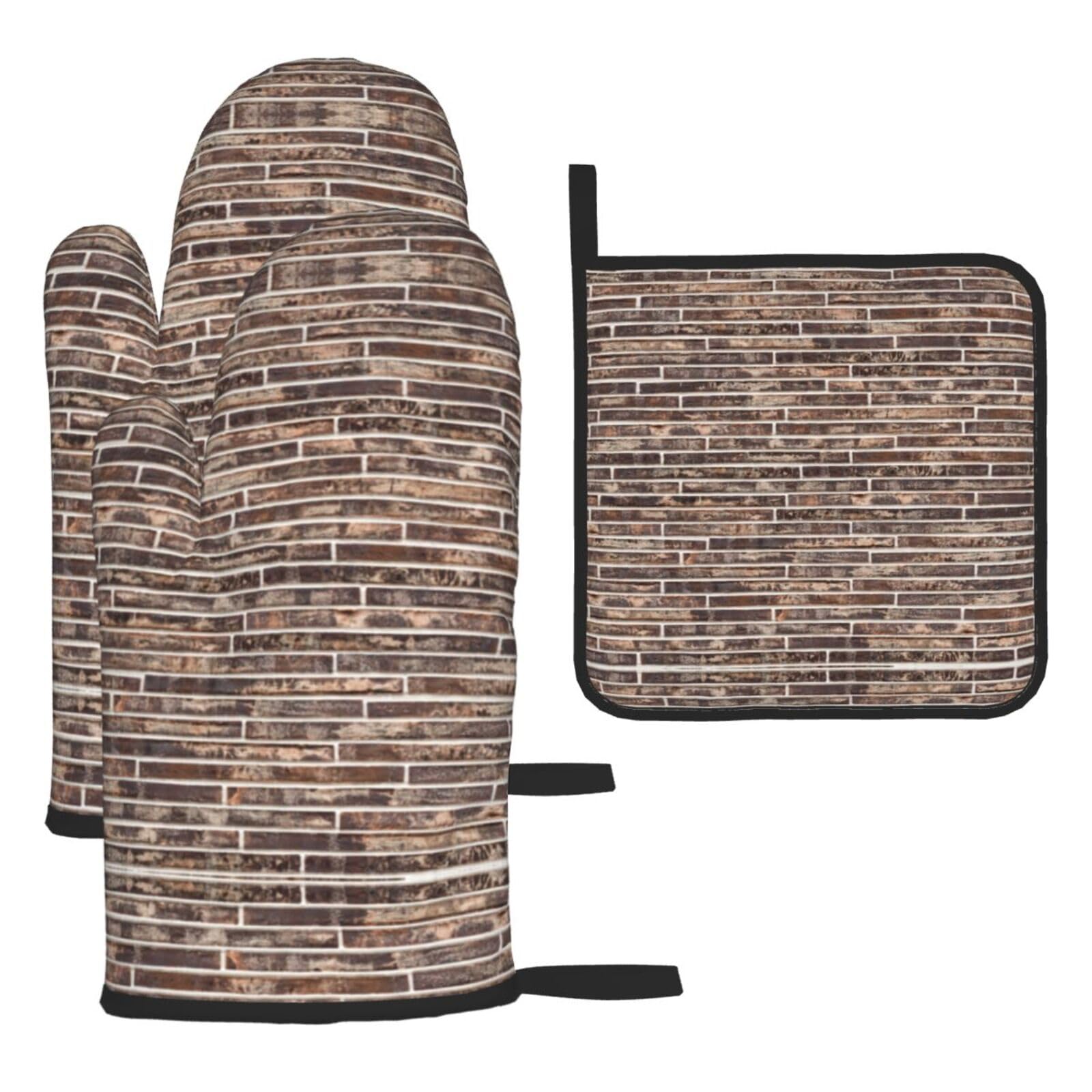Brick Wall. Print Oven Kitchen Gloves For Baking Outdoor Grilling Home Use Mitts Microwaving Bbq