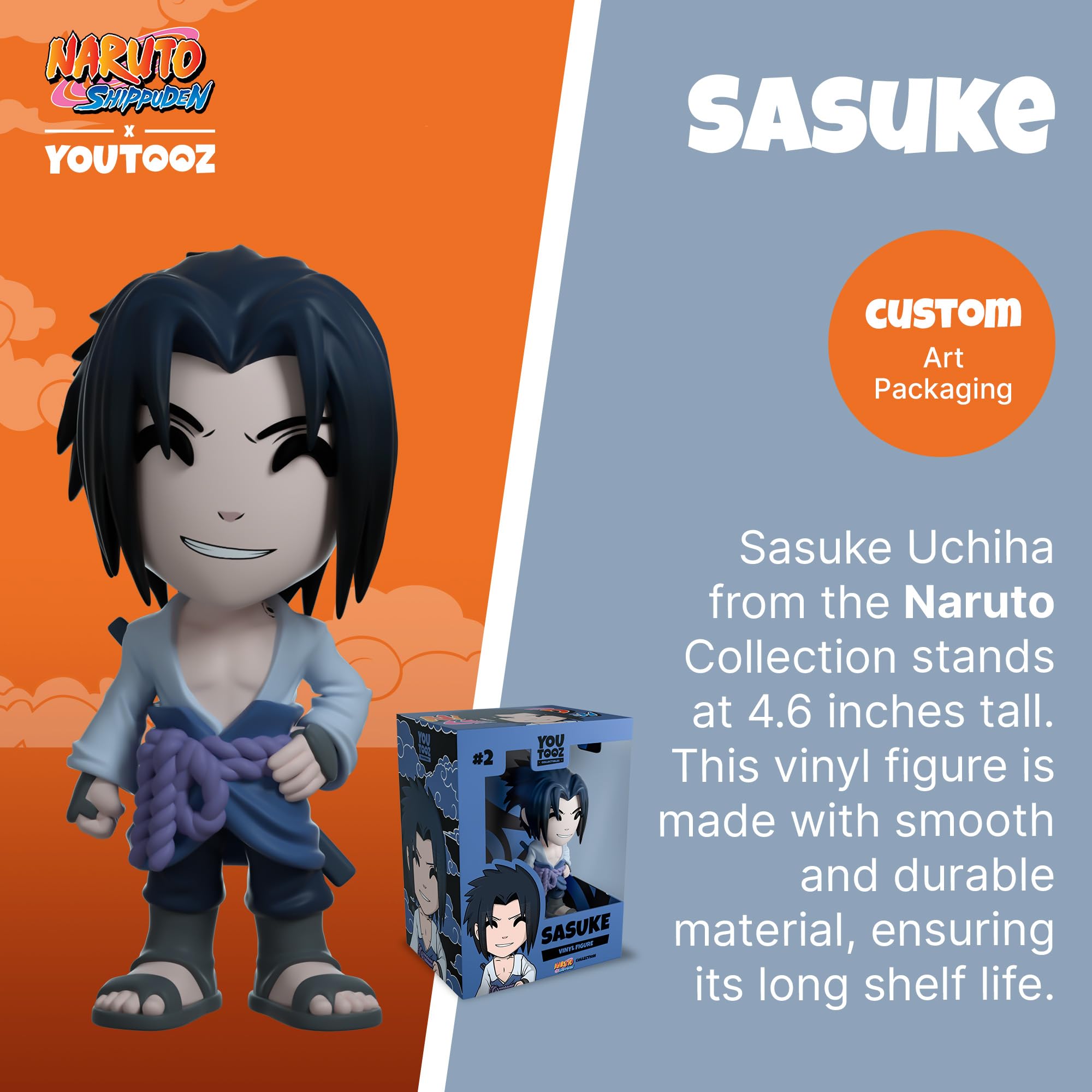 Sasuke - Figura de anime de 4.6 pulgadas, figura coleccionable de vinilo Uchiha Sasuke de Naruto Anime Collection 2