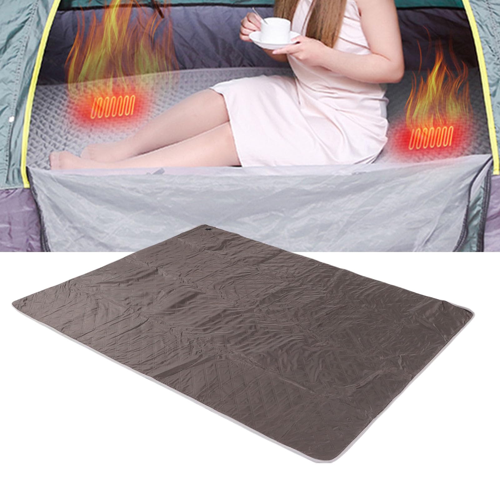 Imbottitura per Sacco a Pelo Riscaldata, Imbottitura Termica Elettrica, Colore caffè Alimentazione USB Tipo C Impermeabile per Dormire Riscaldato con 3 Livelli di
