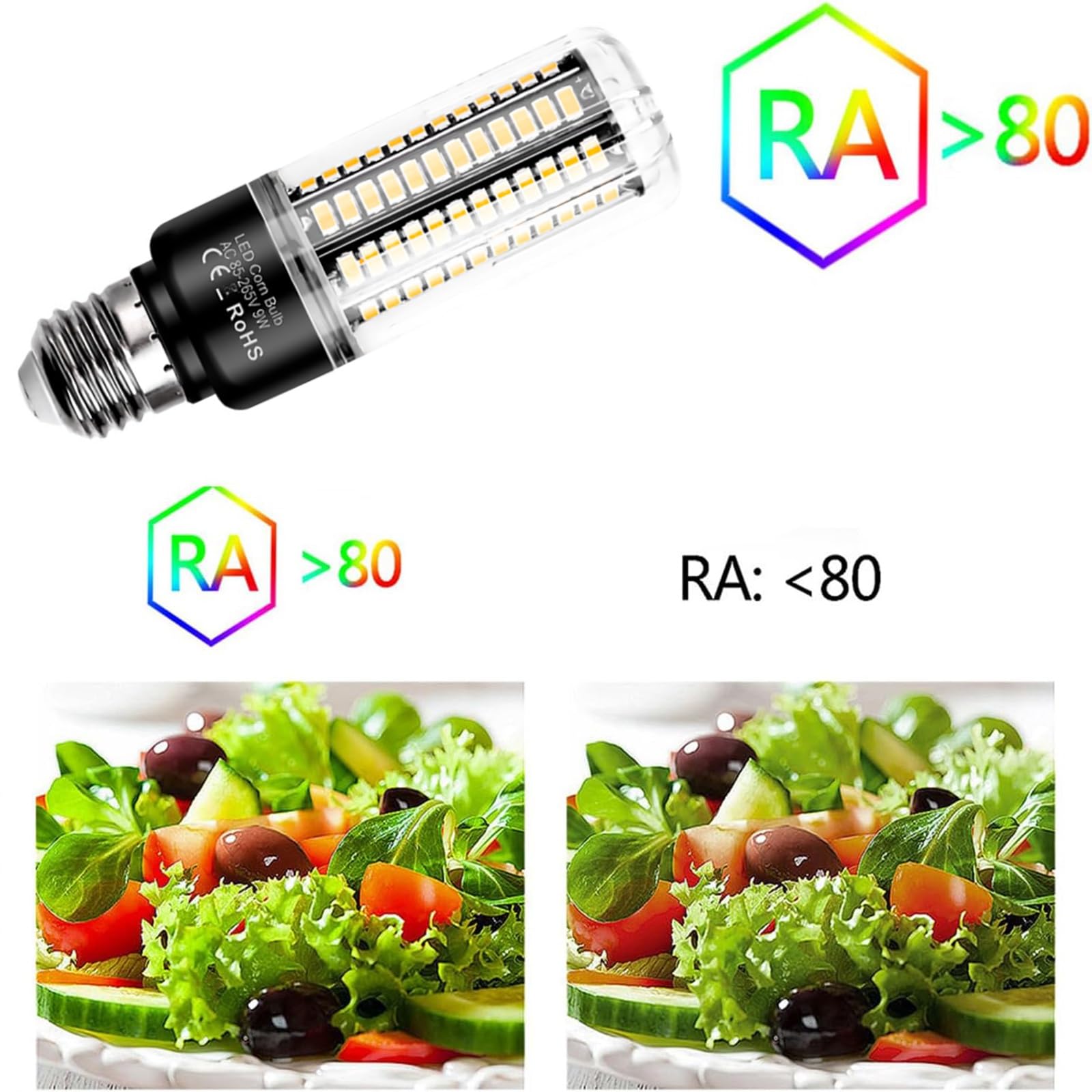 E27 led Bombilla 9W, 9W Equivalente a 90W halógeno, 5pcs led Bombillas, 900LM, AC85V-265V, ángulo de Haz de 360 ° para la iluminación del hogar(Warm White 3000k)