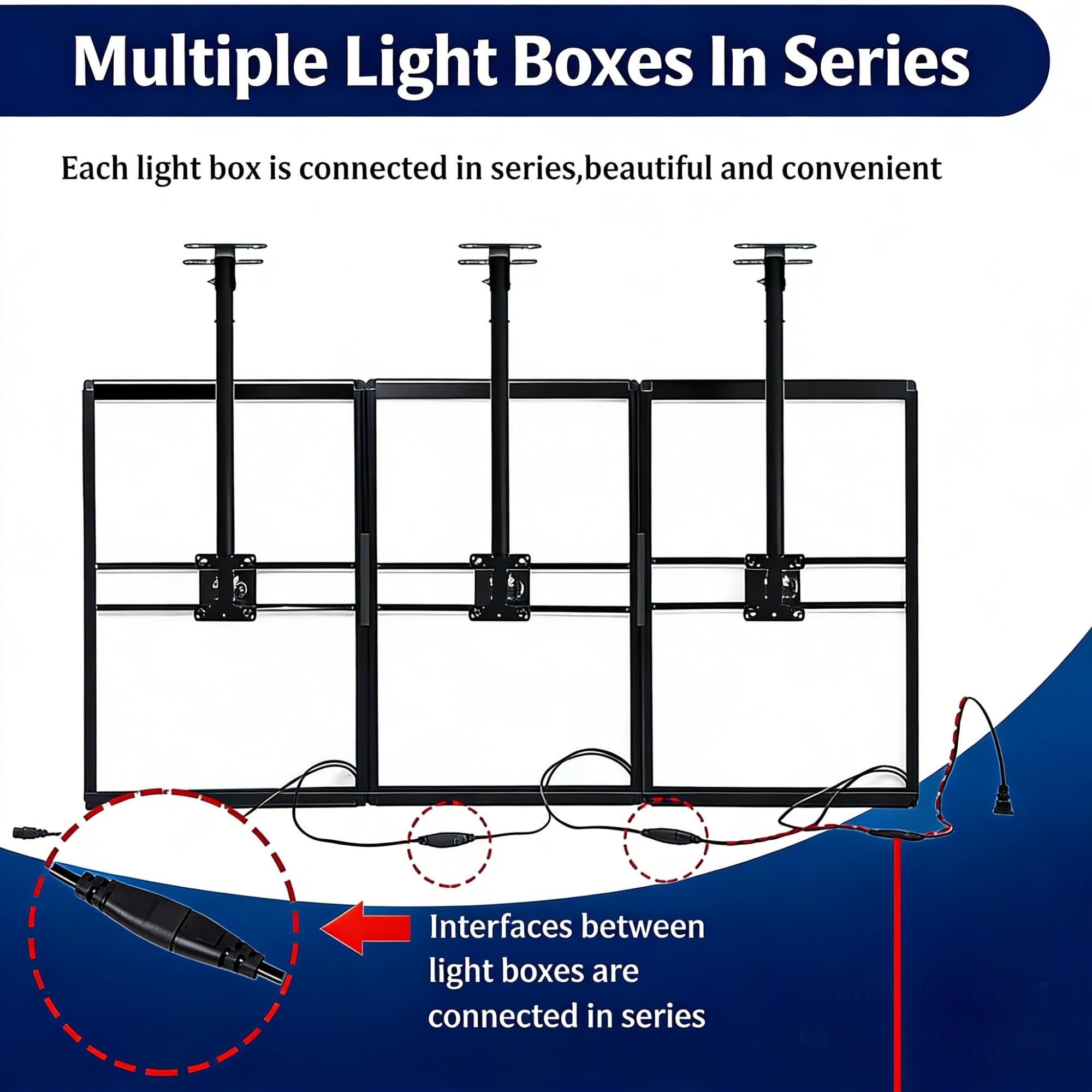 Caja de luz LED para menú, tablero de menú digital con poste telescópico, marco colgante para restaurante y cafetería