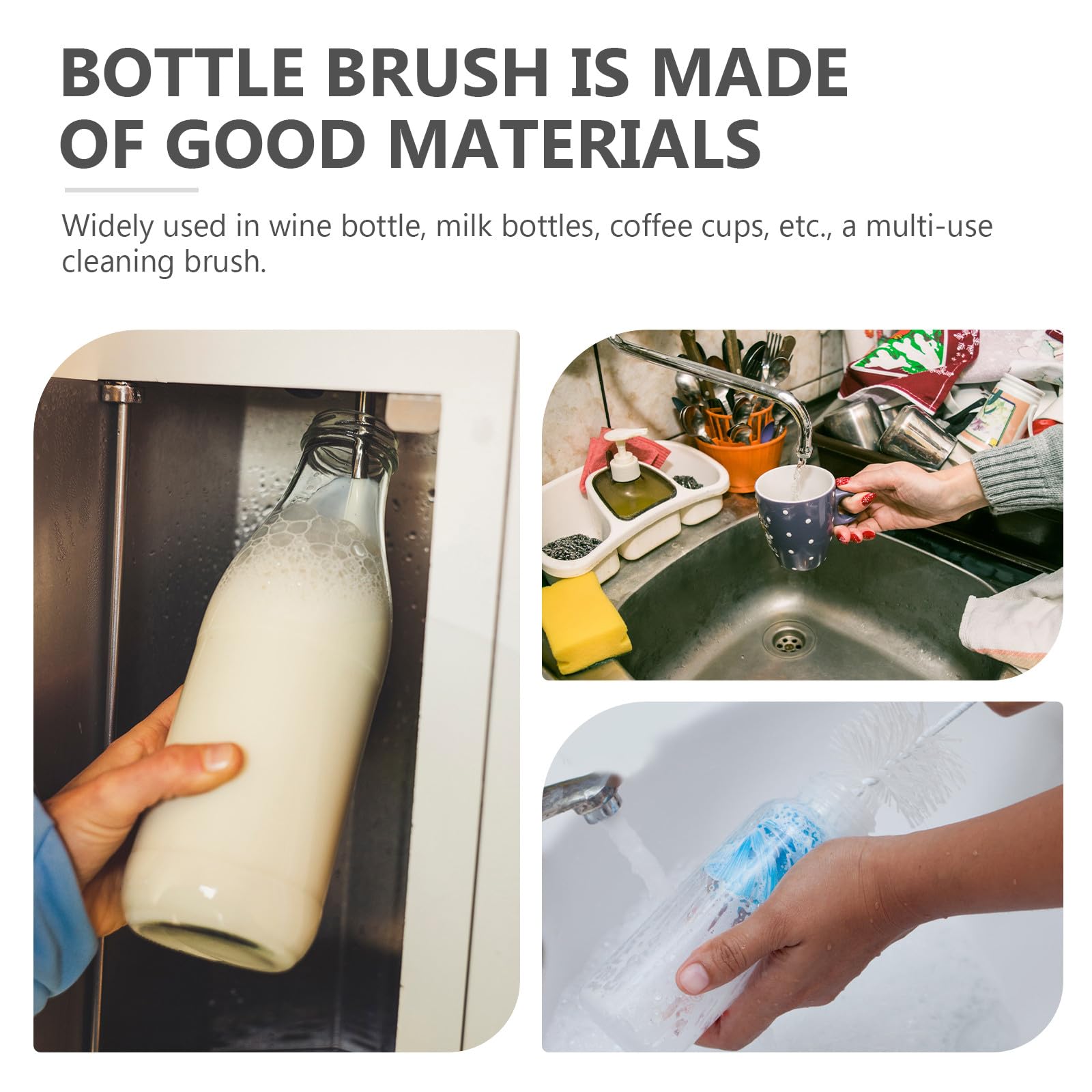 Juego de Cepillos para Limpieza Profunda Cepillo Multiusos de Silicona y PP para Limpiar Biberones y Tazas con Soporte Adecuado para Viaje