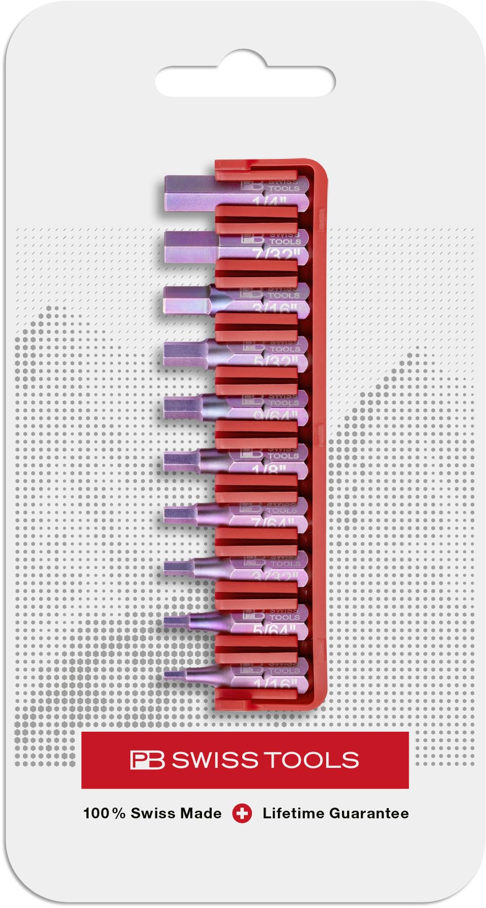 PB Swiss Tools BitBlock Mit 10 Innensechskant-Bits (Zoll) – 100% Swiss Made, Präzise & Langlebig