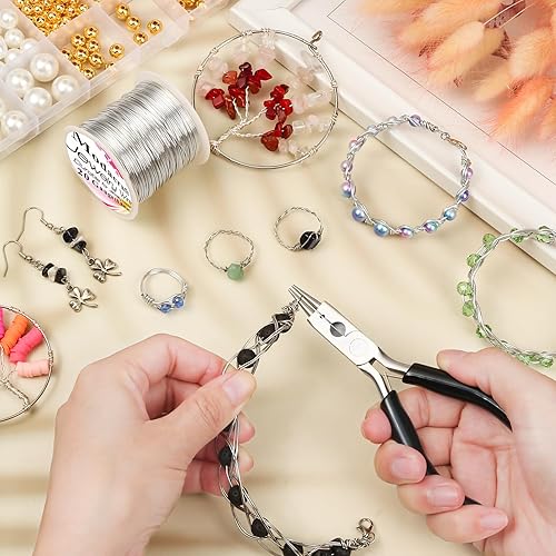 Miniatura 7 de Modacraft Alambre de plata de calibre 20 con alicates 4 en 1 Modacraft de 82 pies, alambre de cobre resistente al deslustre, alambre de cobre para