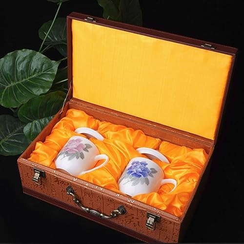 Miniatura 6 de Taza de té de porcelana china, tazas de té pintadas a mano bajo vidrio, taza de café de doble pared, tazas de café con capa aislada, regalo para los