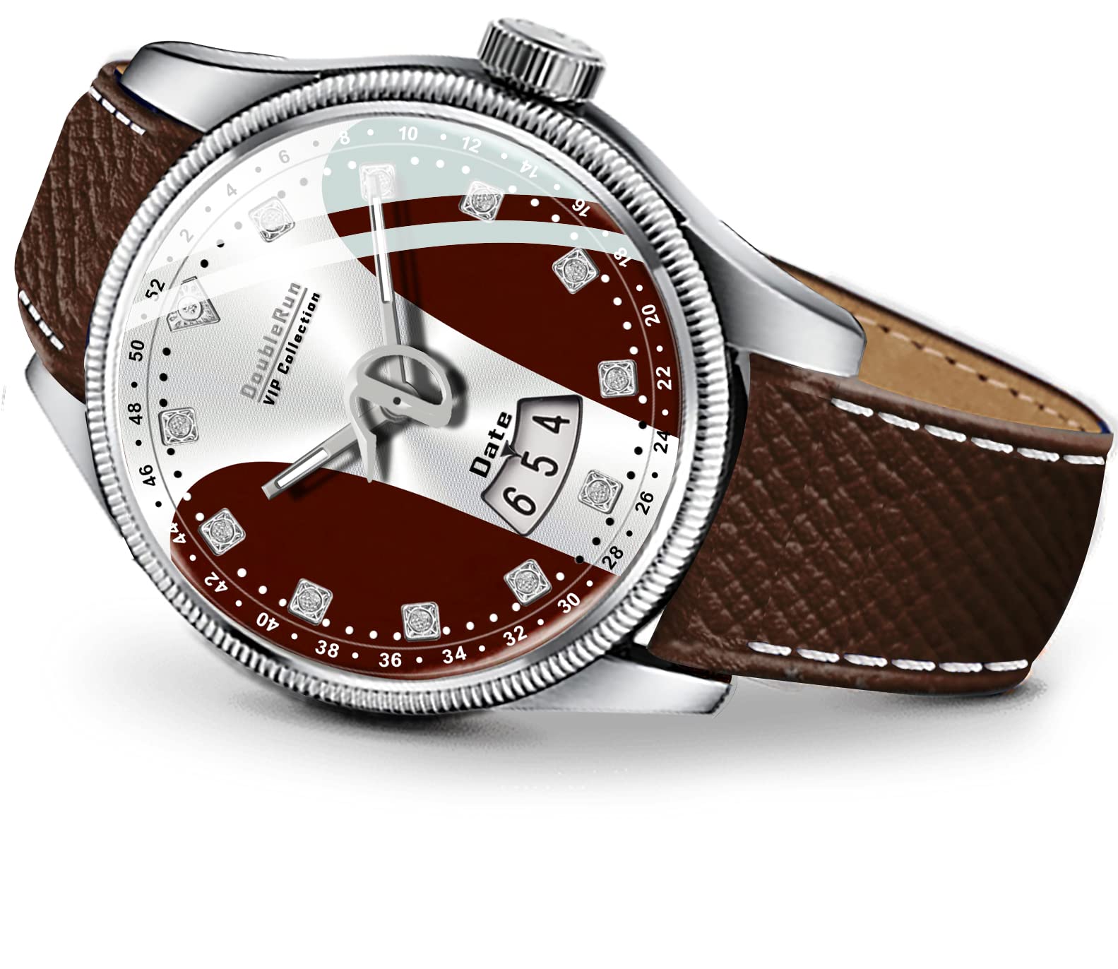 DOUBLERUN 10024_3D Glass Date Display Dial Leather Belt Analog Watch - for Men (B0BVBLRTXP) Amazon Price History, Amazon Price Tracker