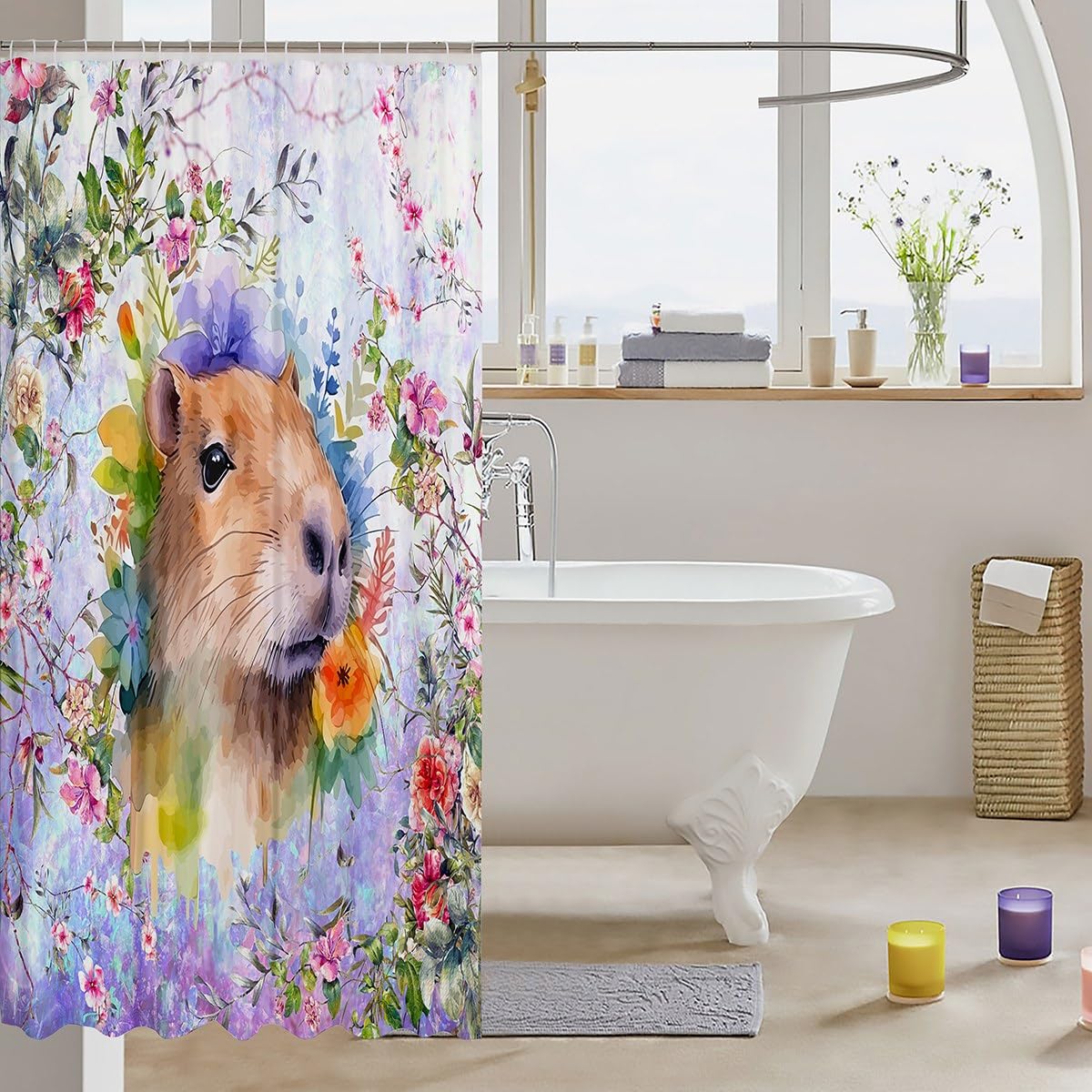 Homemissing Rose Capibara douchegordijn 180 x 240 cm schattig Capibara