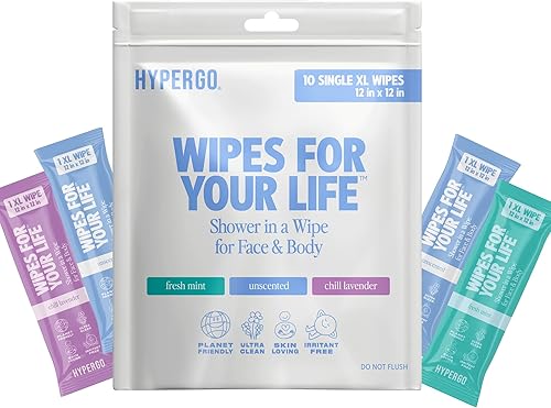 Miniatura 20 de Toallitas corporales HyperGo XL para mujeres y hombres – 30.5 cm x 30.5 cm Toallitas de limpieza corporal completas sin enjuague, 20