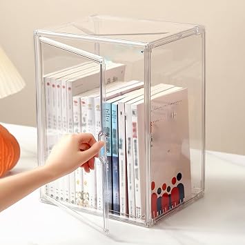 Vibeo Dustproof Protection Acrylic Display Box for Books, Clear Display Cabinet with Magnetic Lock, Large Storage Organizer for Action Figures27x18x22cm10 5/8" x7 1/8" x8 5/8"