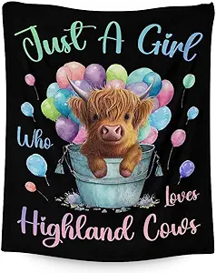 Highland Cow Blanket Gifts - 40x50 Inches Cute Throw Blanket for Girls - Colorful Soft Fuzzy Blankets for Bed, Couch & Living Room