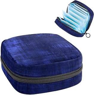 Blue Background Period Pouch Portable,Tampon Storage Bag for Sanitary Napkins, Multicolor, 4.7x6.6x6.6 in/12x17x17 cm