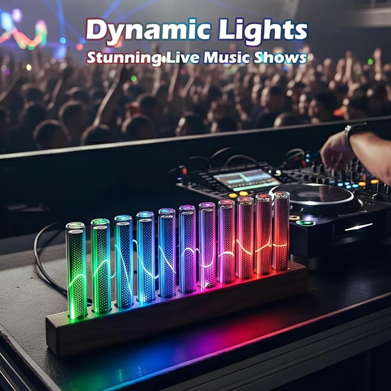 Lampa spektrum odbioru dźwięku RGB, regulowane światło spektrum muzyki, 7 wstępnie ustawionych trybów, z 12 lampami świetlnymi LED i przetwornikiem mikrofonowym, do gier, tudio, domu