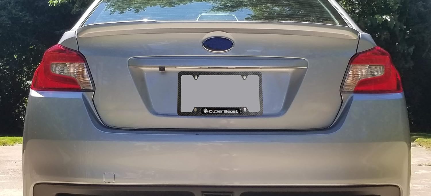 Carbon Fiber License Plate Frame Cover Holder Cyber Beast for Cyber Truck Car Accessories Stainless Steel 1PC, CPK22PW
