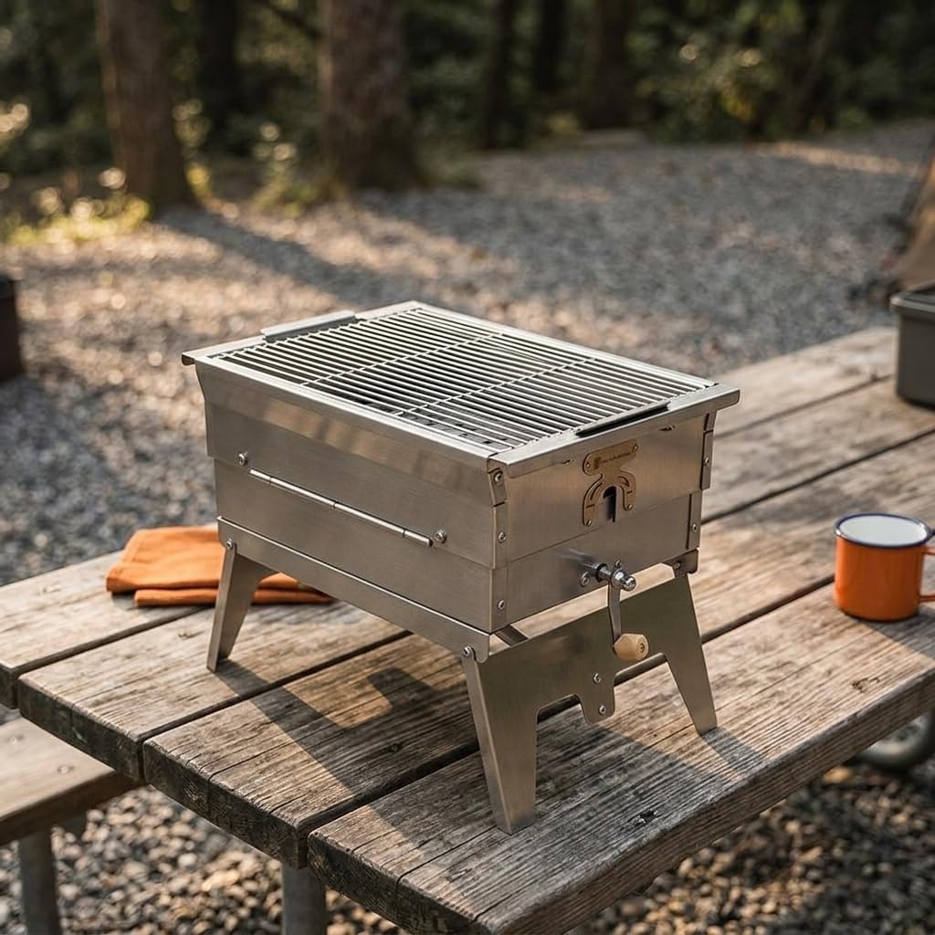Barbacoa Pequeña Plegable Portátil Carbón y Leña para Camping y Exrior