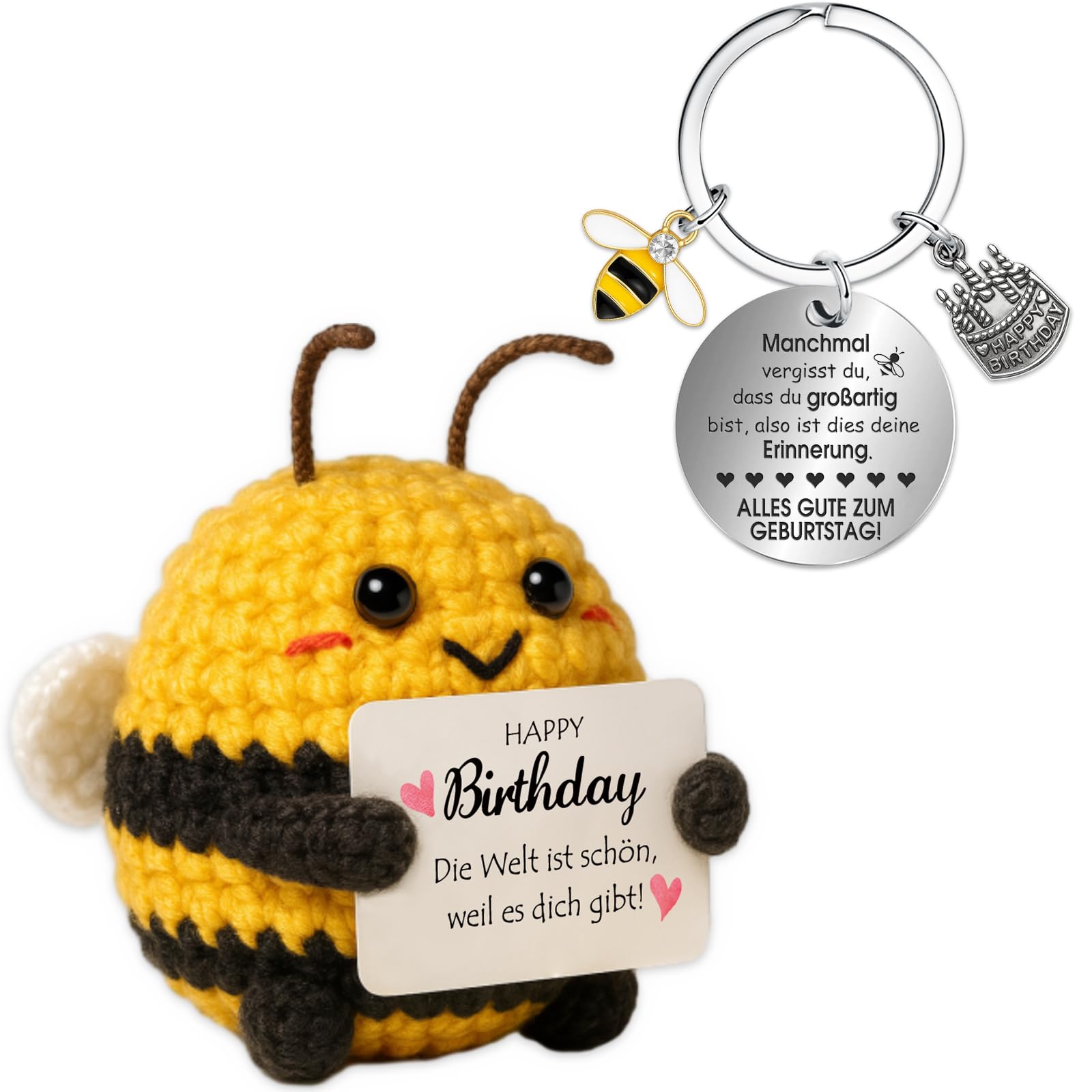 Farbeele Positive Figur und Glücksbringer-Schlüsselanhänger, Pocket Hug, MutmacherGeschenk, Gute Besserung Geschenk, Glücksbringer Prüfung Geschenk, Geburtstagsgeschenk