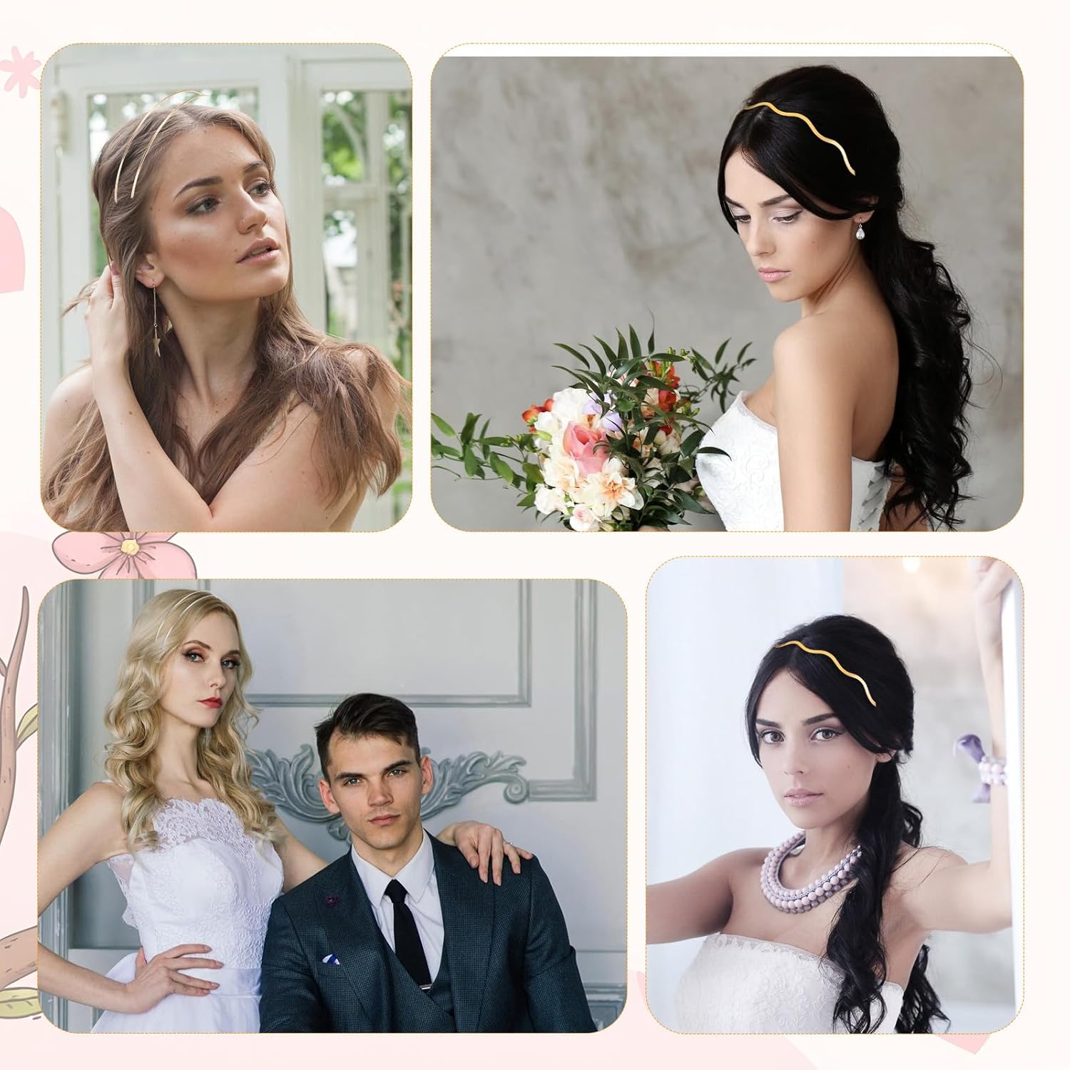 3 Pcs Metal Headband, Gold & Silver Double Headbands for Women, Metal Wavy Headband, Simple Elegant Thin Head Band for Valentine's Day Gifts, Bridal Wedding Birthday Party - Image 5