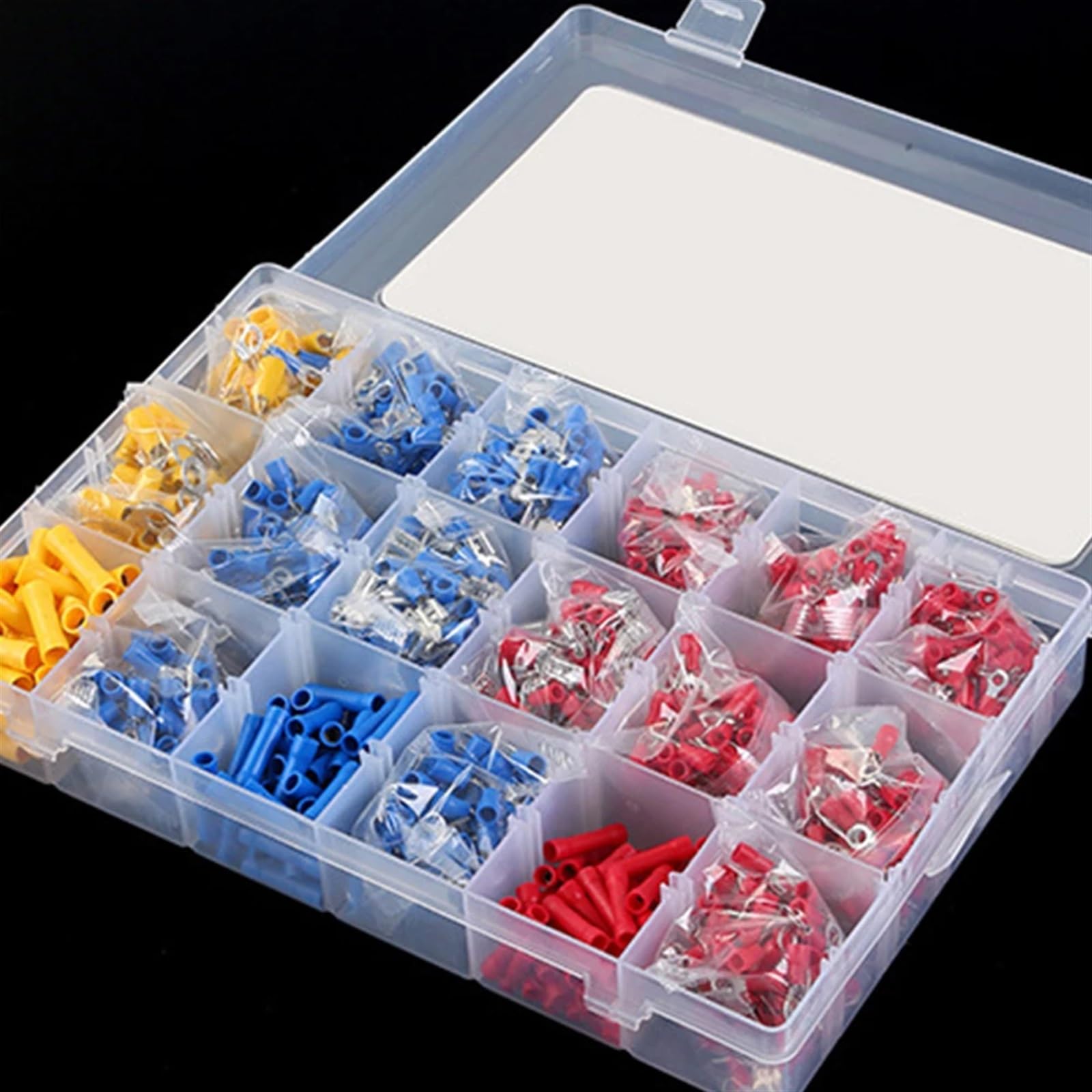 Assortiment de cosses à Pelle, connecteur de câble isolé, Fil électrique, sertissage, Anneau Bout à Bout, Fourchette, cosses, Kit roulé, 280/480/720/1200 pièces(280Pcs)