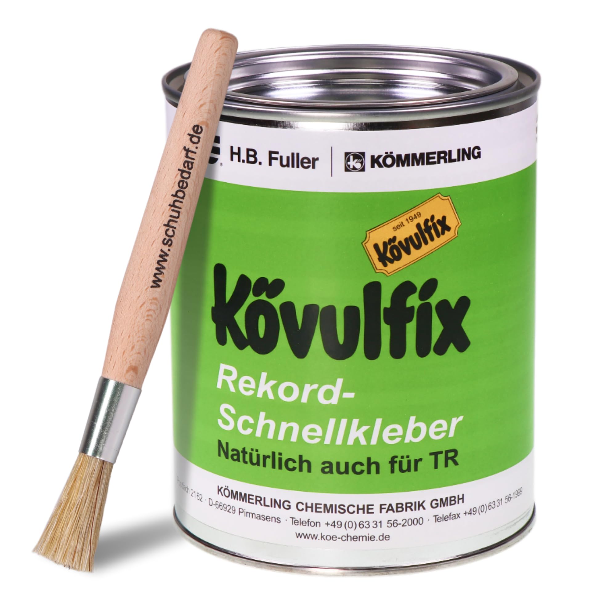 Kövulfix Kontaktkleber - Extragroße Dose Veganer Kraftkleber - 600g Kövulfix Rekord Schuhkleber extra stark wasserfest mit Klebstoffpinsel - der flexible Sohlenkleber Lederkleber made in Germany