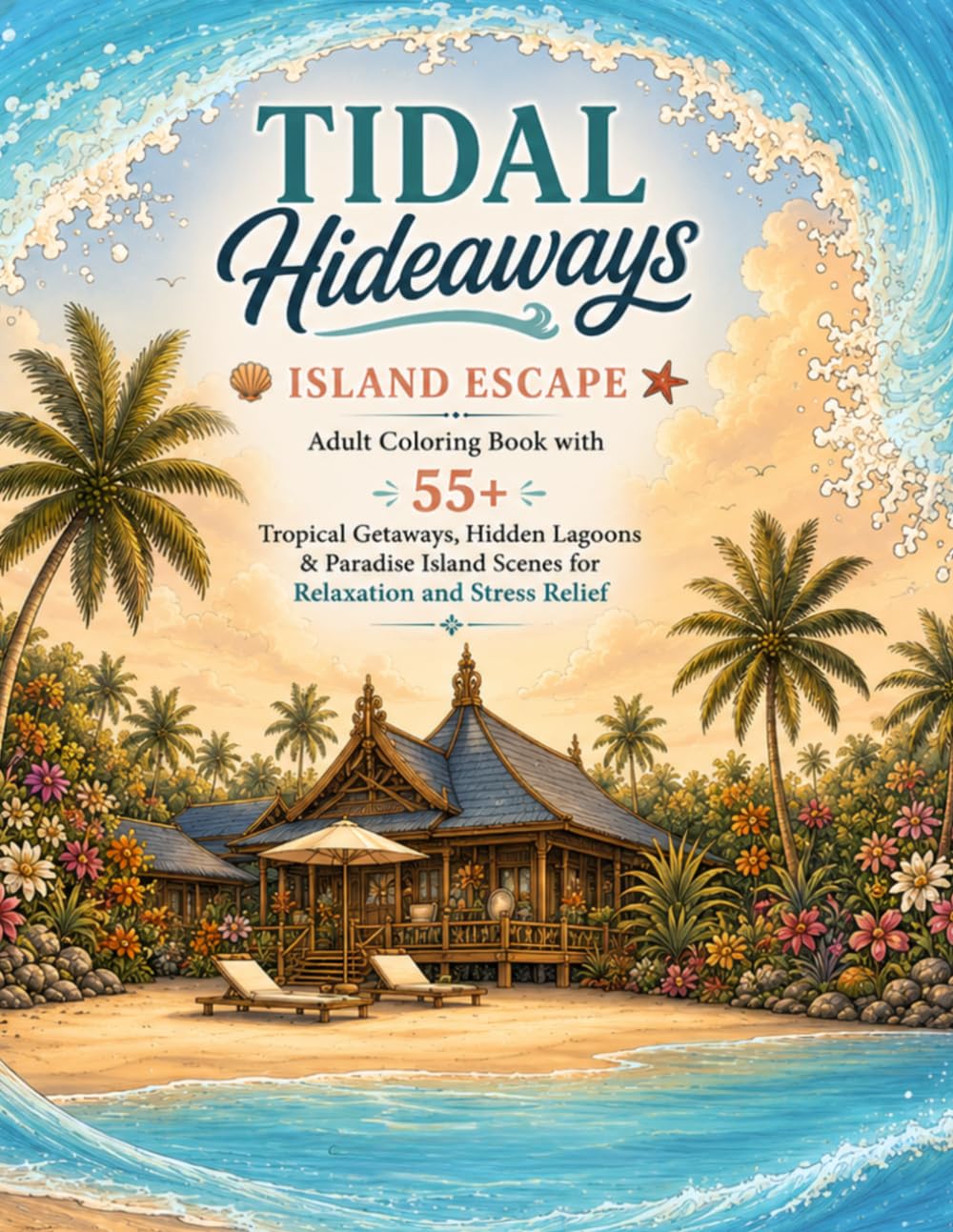 Tidal Hideaways: Island Escape Adult Coloring Book with 55+ Tropical Getaways, Hidden Lagoons & Paradise Island Scenes for Relaxation and Stress Relief