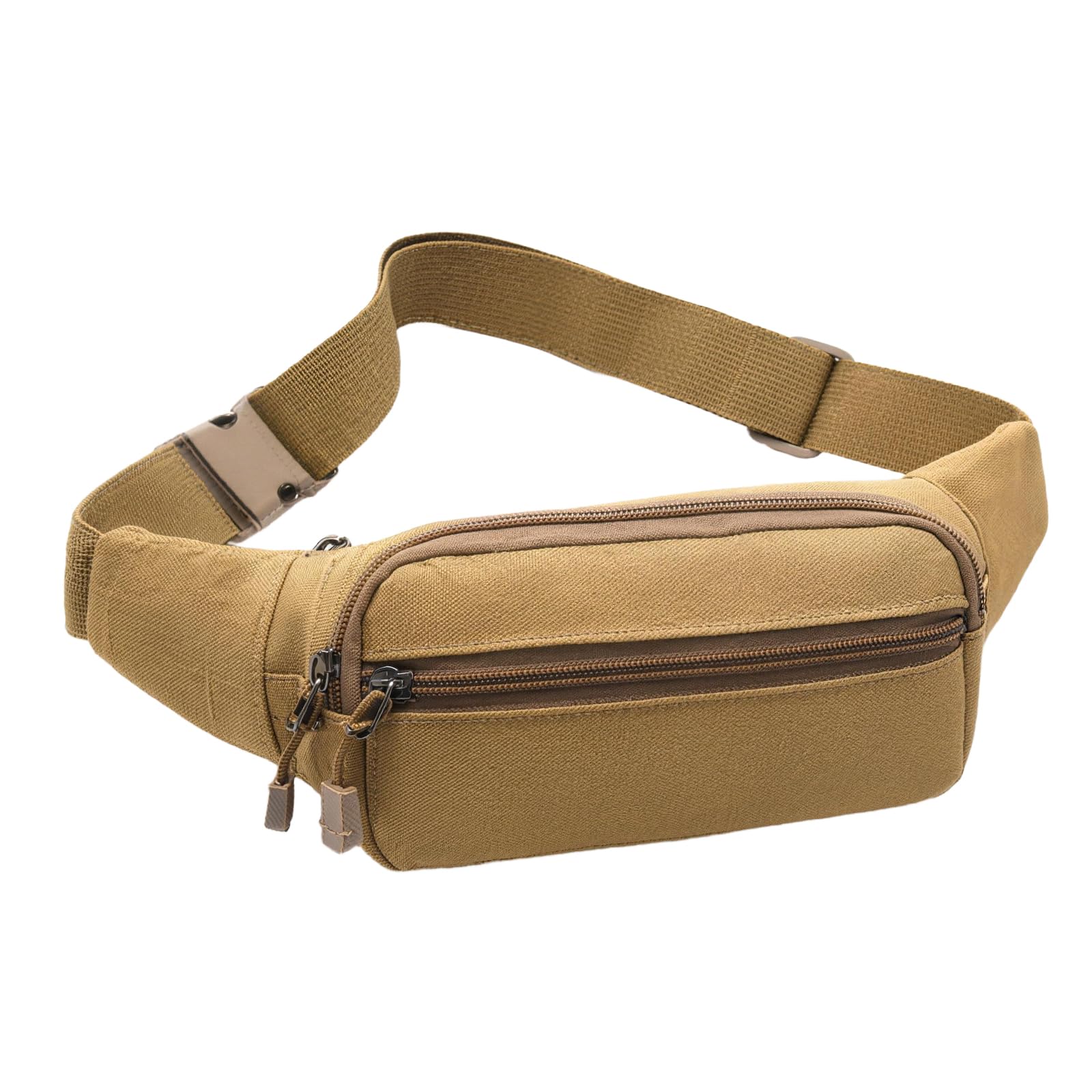 Bumbags for Men Women, Waterproof Wear-Resistant Oxford Bumbags with Smooth Zipper Adjustable Belt for Daily Use Work Hiking Running (Khaki)