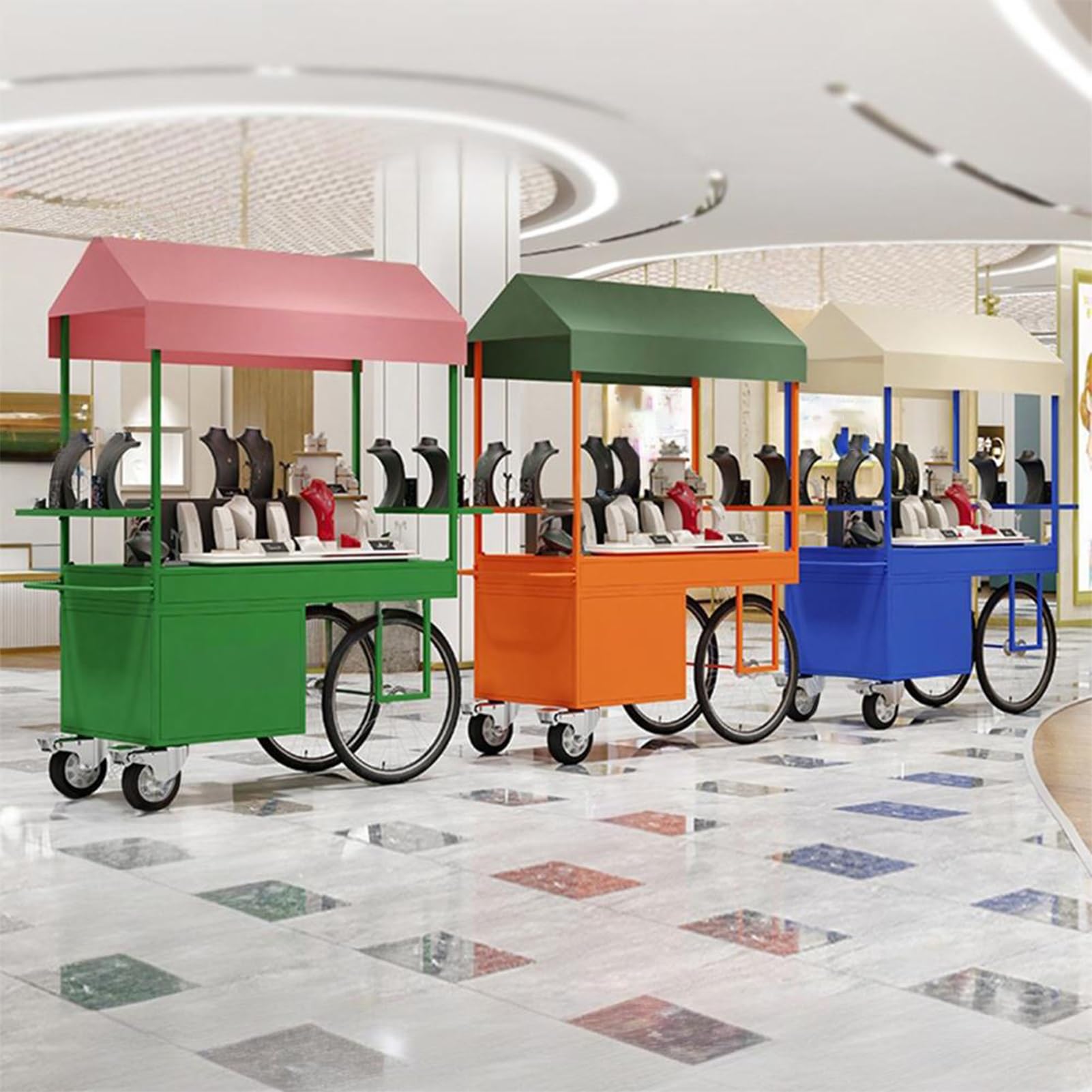 Banco di mostra portatile della stalla del mercato, carretto del fornitore del metallo per gli eventi all'aperto e le vendite dello street food