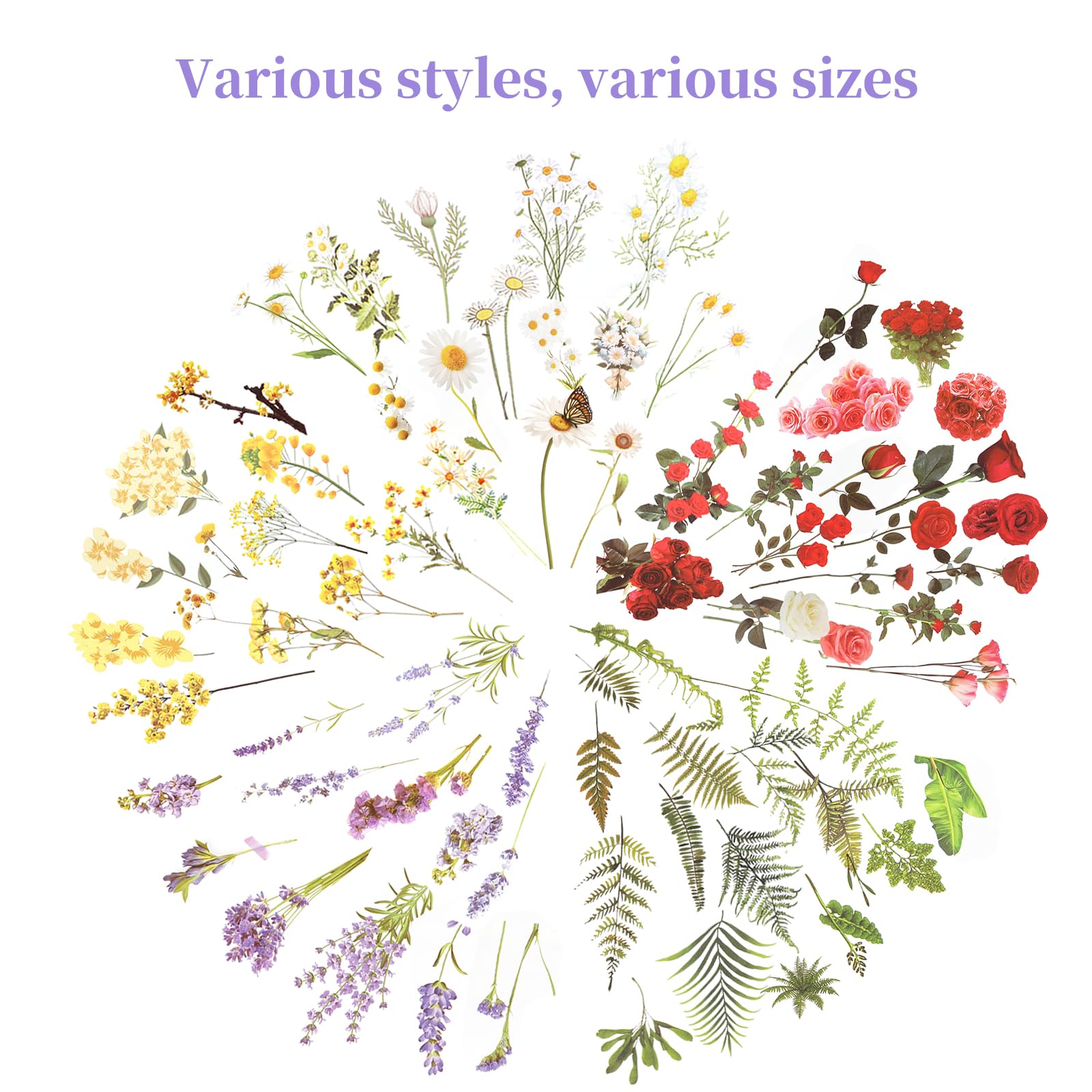 553 szt., 80 arkuszy naturalnych naklejek kwiatowych do scrapbookingu, samoprzylepne przezroczyste naklejki kwiatowe, botaniczne naklejki do pisania listów, dziennika DIY i personalizacji laptopa