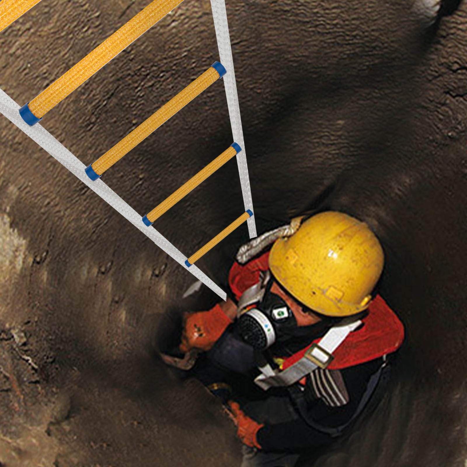 Escalera de incendios con 2 mosquetones, escalera de cuerda, resistente al fuego, 7,5 m, 10 m, 12 m hasta 200 kg, para lucha contra incendios, ayuda de emergencia, salvavidas (10 m)