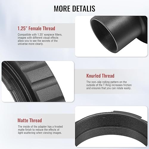 Miniatura 7 de Alstar - Adaptador de fotos para telescopio Pentax-k SLRDSLR, adaptador de cámara para telescopio de montaje en T, incluye anillo T T2 para DSLR y