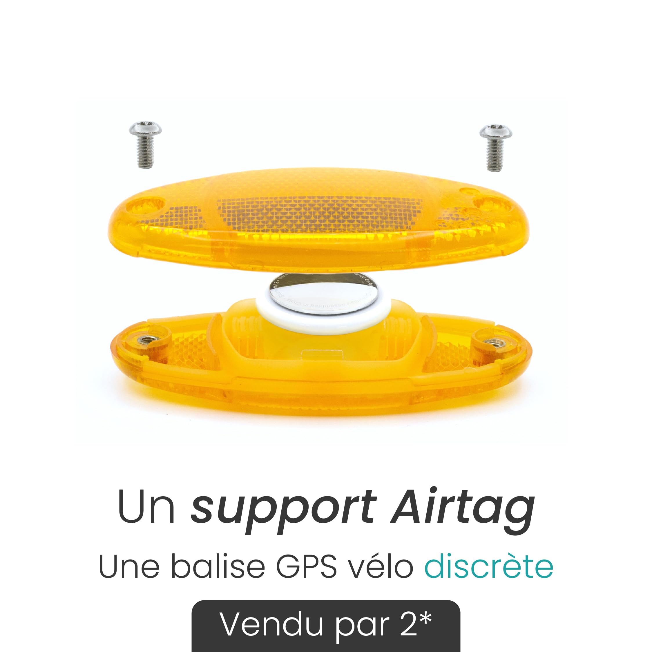 OVERADE Innovation Française - AIRFLEC x2 - Support pour Tracker GPS AIRTAG - Catadioptres de Roues - Alarme Antivol Vélo