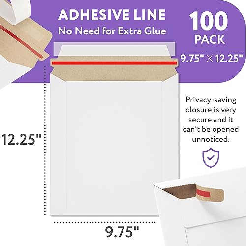 Vista 20 de Sobres rígidos de papel kraft marrón natural, 20 x 27 pulgadas. Paquete de 5 sobres de cartón. Sobres resistentes y planos con cierre autosellado.