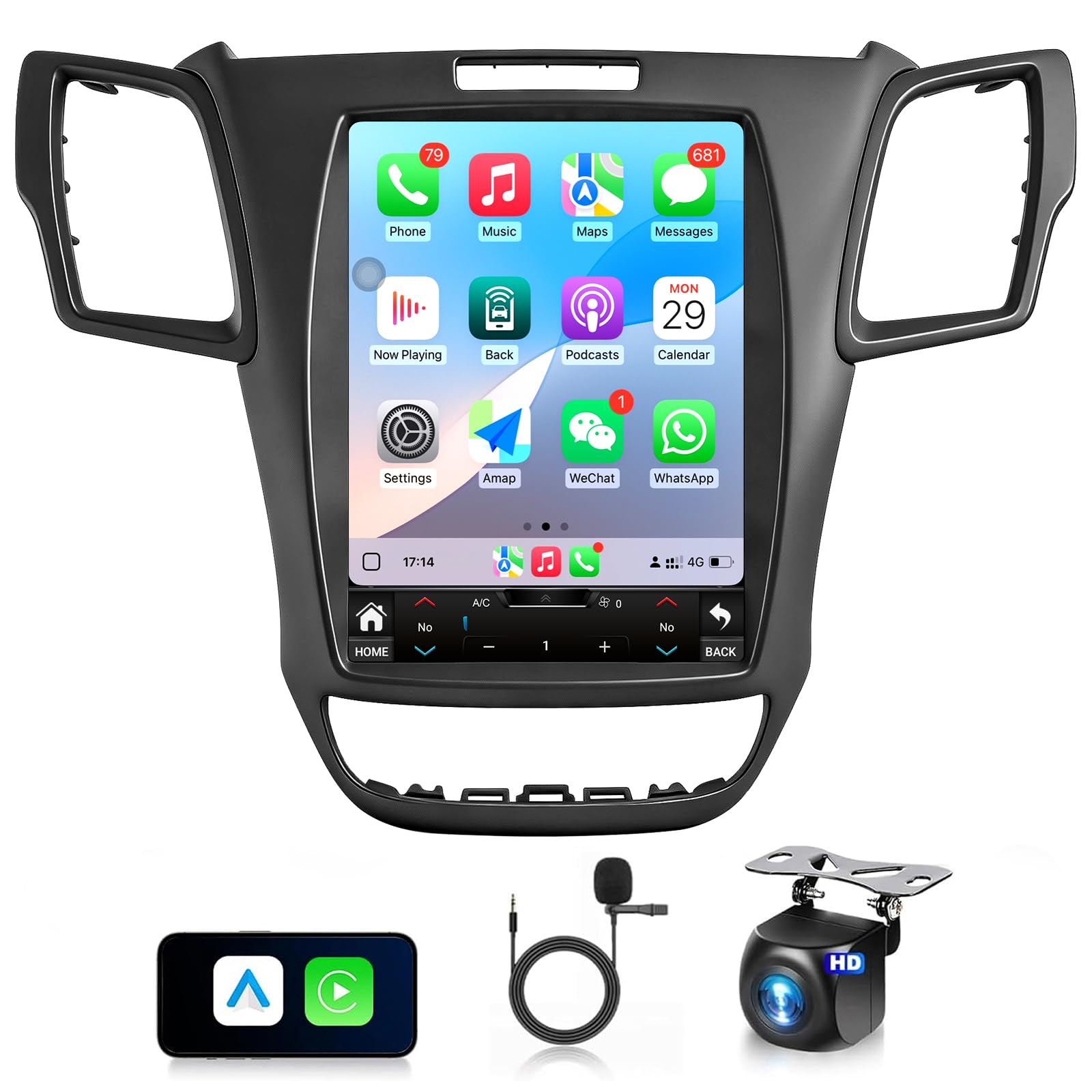 Photo 1 of Car Radio for Acura RDX 2013-2018 Upgrade Stereo Replacement with CarPlay 10.4 inch Touch Screen Android Auto Bluetooth GPS WiFi SWC Backup Camera 8Core 4+64G
