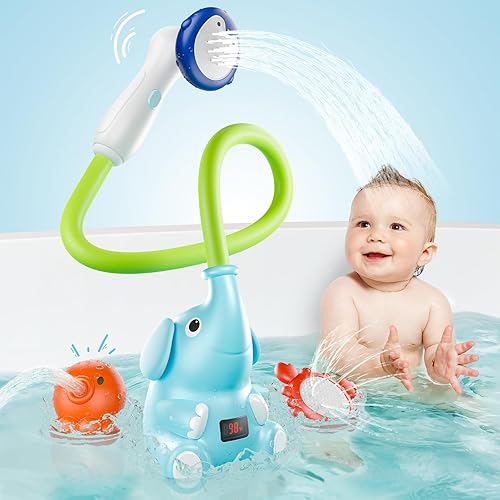 Miniatura 1 de HEMRLY Juguetes de baño para bebé, pantalla LED de temperatura del agua, juguetes de baño para bebés de 6 a 12 meses con tres cabezales de ducha,