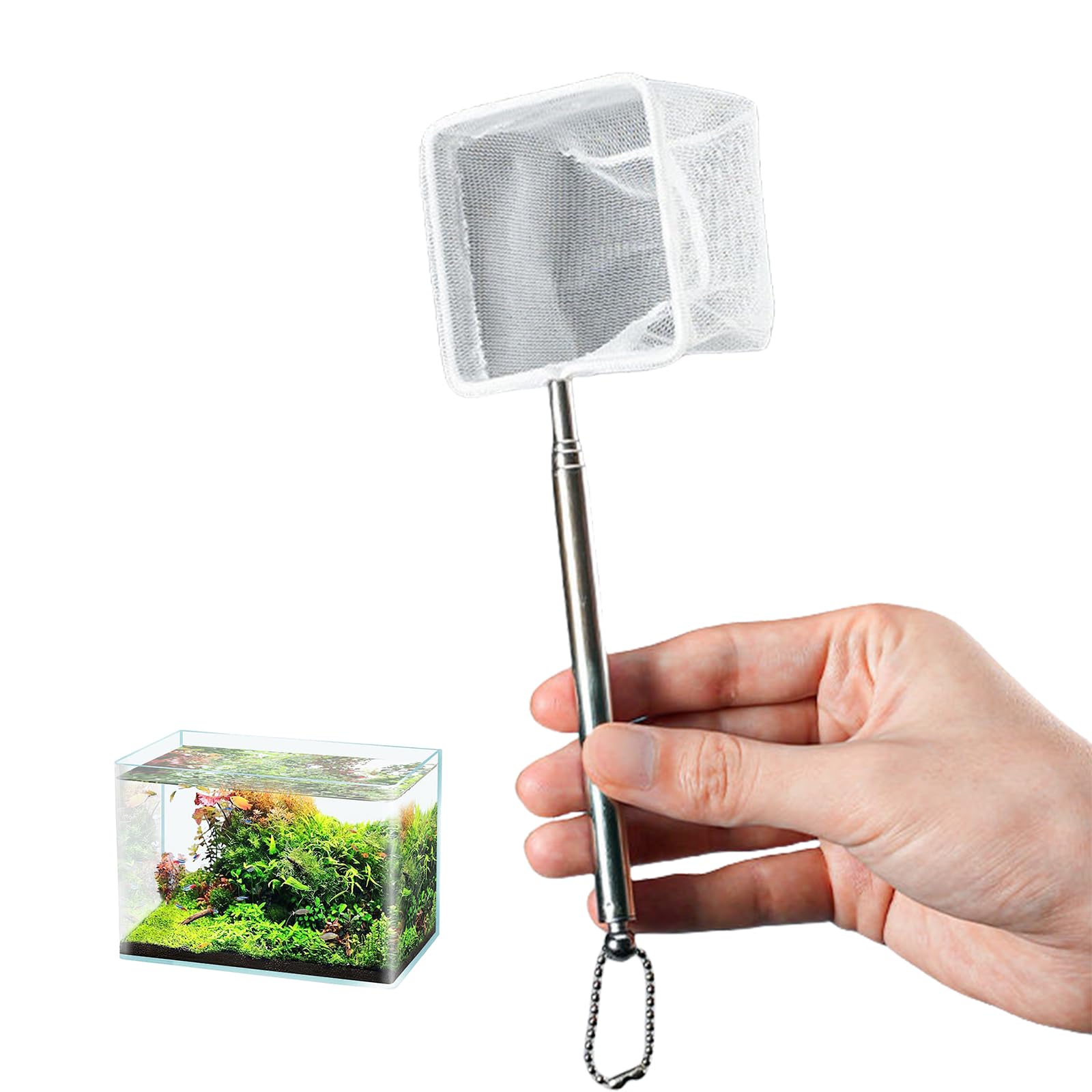 NEWFT Extendable Aquariums Fish Net With NonSlip Handle Resistant Rod Protective Nettings for Fishtanks