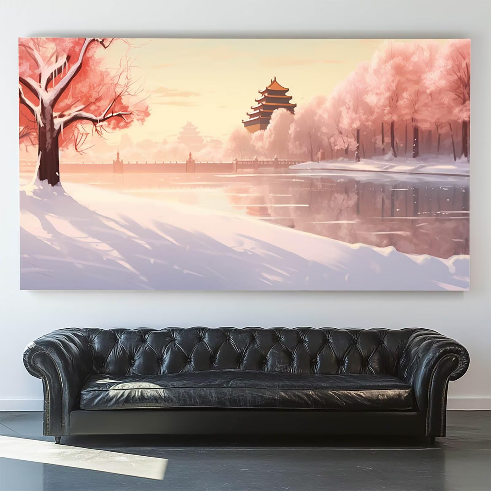 DIY Malen nach Zahlen Erwachsene Winter Malen nach Zahlen ab 7 jahre Mädchen Landschaft Kreativ set für Erwachsene mit Leinwand Acrylfarben set und Pinsel,Bastelset zum Bemalen,Wanddeko 80X160cm 7-9-M