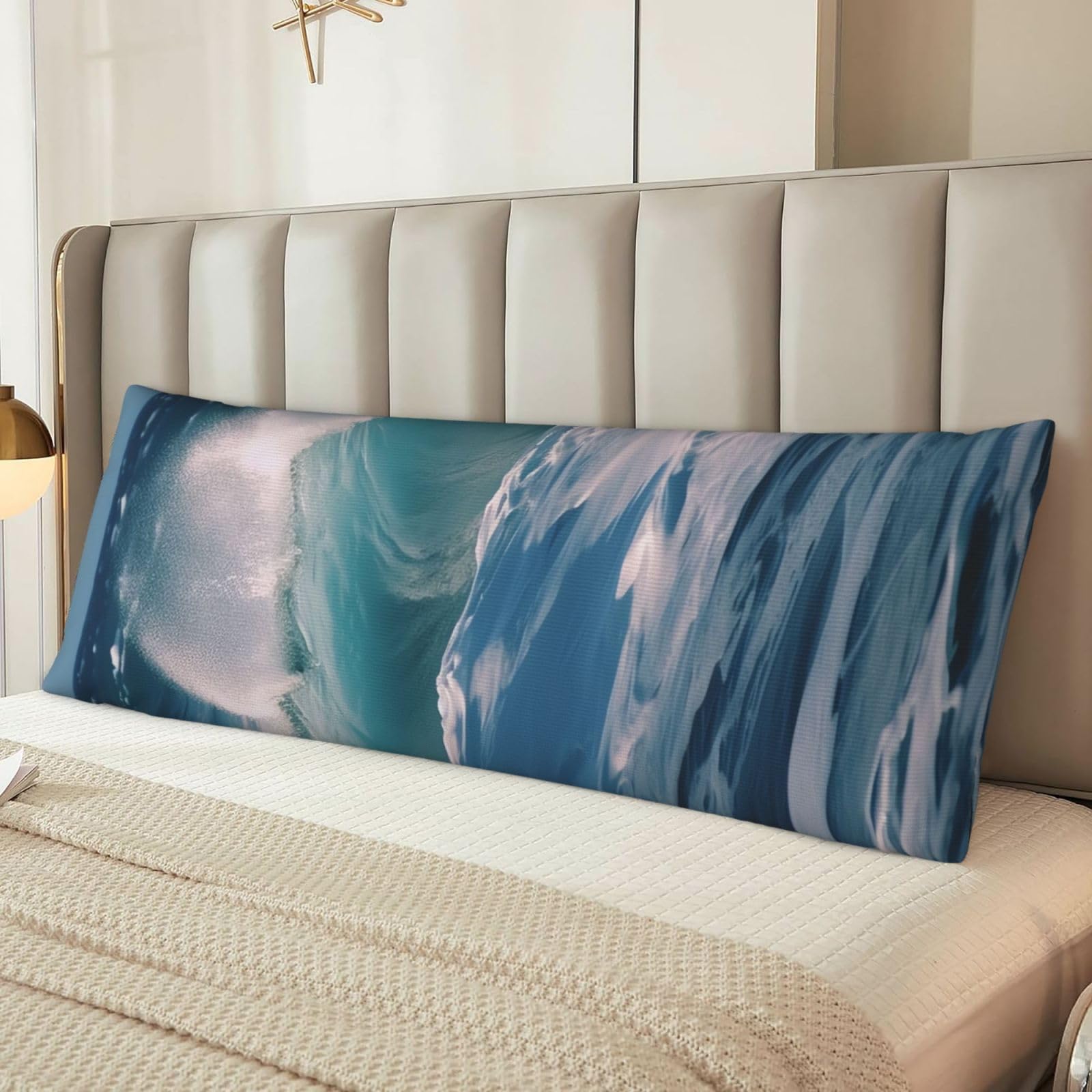 Ocean Waves Body Pillow Case Cover, Microfiber Long Pillow Cases, Ultra Soft and Cozy Plush Body Pillowcase Decorative Long Bed Pillow Cover for Sleeping 20x54 Inches